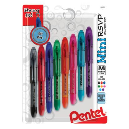 Picture of Pentel R.S.V.P. Mini Ballpoint Pens, Medium Point, 1.0 mm, Assorted Colors, Pack Of 8