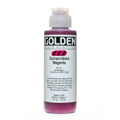 Picture of Golden Fluid Acrylic Paint, 4 Oz, Quinacridone Magenta