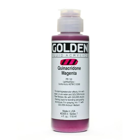 Picture of Golden Fluid Acrylic Paint, 4 Oz, Quinacridone Magenta