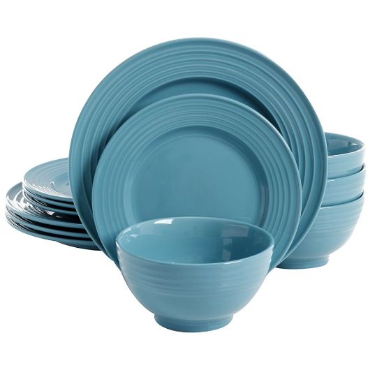 Picture of Gibson Home Plaza Cafe 12-Piece Dinnerware Set, Turquoise