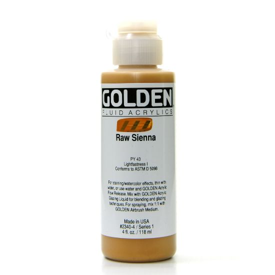 Picture of Golden Fluid Acrylic Paint, 4 Oz, Raw Sienna