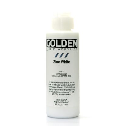 Picture of Golden Fluid Acrylic Paint, 4 Oz, Zinc White