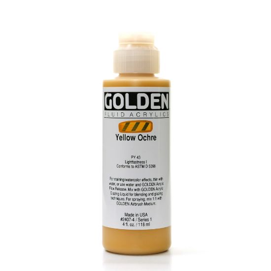 Picture of Golden Fluid Acrylic Paint, 4 Oz, Yellow Ochre