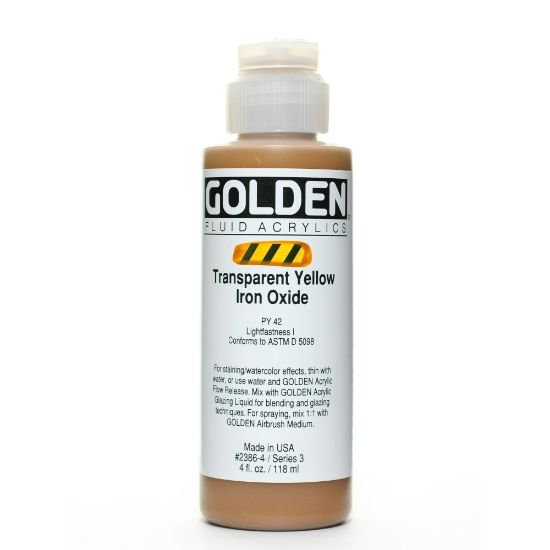 Picture of Golden Fluid Acrylic Paint, 4 Oz, Transparent Yellow Iron Oxide