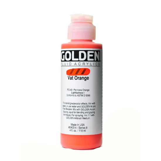 Picture of Golden Fluid Acrylic Paint, 4 Oz, Vat Orange