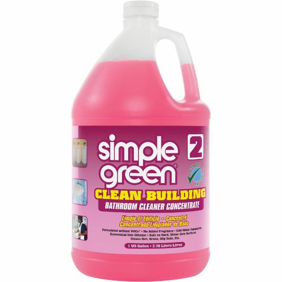 Picture of Simple Green Clean Building Bathroom Cleaner - For Multipurpose - Concentrate - 128 fl oz (4 quart) - 2 / Carton - Unscented, Non-toxic, Caustic-free, Non-flammable, VOC-free - Pink