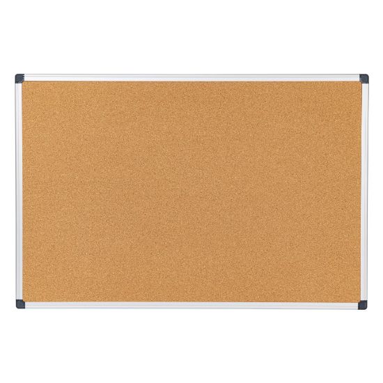 Picture of Office Depot Brand Cork Bulletin Board, 24in x 36in, Aluminum Frame With Silver Finish