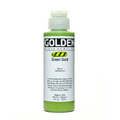 Picture of Golden Fluid Acrylic Paint, 4 Oz, Green Gold