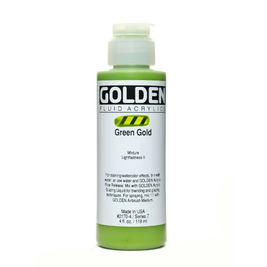 Picture of Golden Fluid Acrylic Paint, 4 Oz, Green Gold