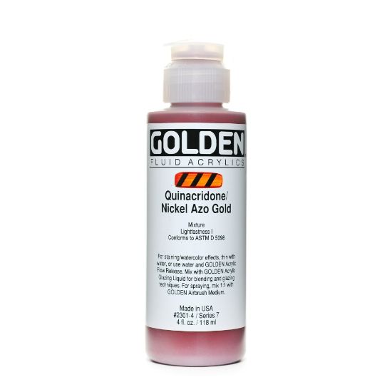 Picture of Golden Fluid Acrylic Paint, 4 Oz, Quinacridone Nickel Azo Gold