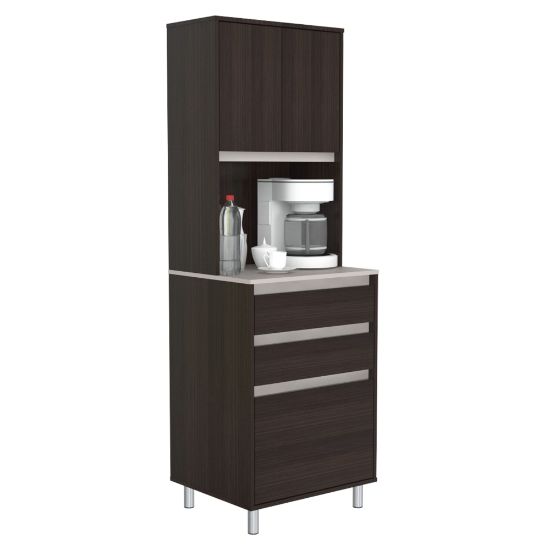 Picture of Inval 70-7/8inH Coffee Station Cabinet, Espresso/Ambar Gray