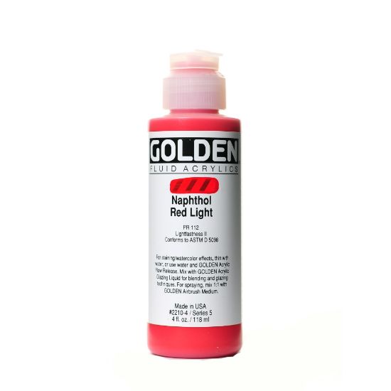 Picture of Golden Fluid Acrylic Paint, 4 Oz, Naphthol Red Light