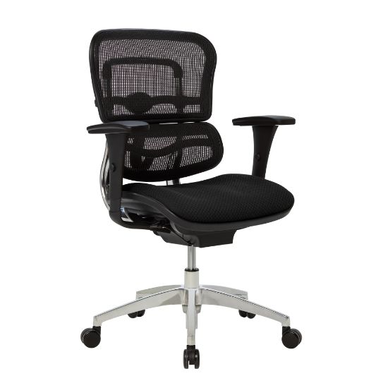 Picture of WorkPro 12000 Series Ergonomic Mesh/Premium Fabric Mid-Back Chair, Black/Black, BIFMA Compliant