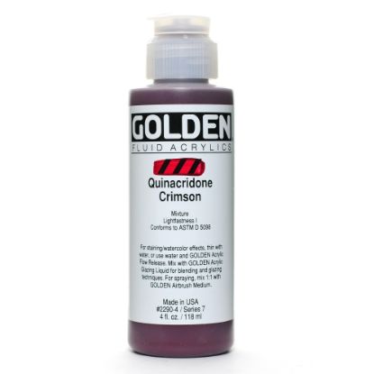 Picture of Golden Fluid Acrylic Paint, 4 Oz, Quinacridone Crimson