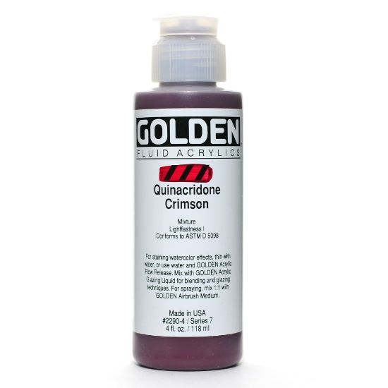 Picture of Golden Fluid Acrylic Paint, 4 Oz, Quinacridone Crimson