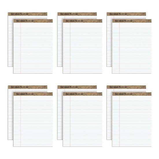 Picture of TOPS Second Nature 100% Recycled Writing Pads, 8 1/2in x 11 3/4in, Legal Ruled, 50 Sheets, White, Pack Of 12 Pads