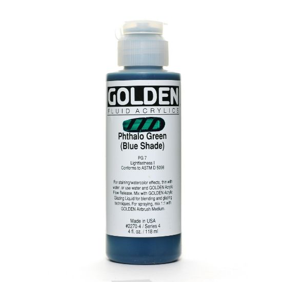 Picture of Golden Fluid Acrylic Paint, 4 Oz, Phthalo Green/Blue Shade