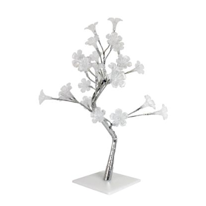 Picture of Simple Designs Morning Glory Lighted Decorative Tree, 17 3/4inH, Clear Shade/Silver Base