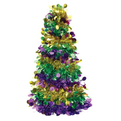 Picture of Amscan Mardi Gras Tinsel Trees, 10in, Multicolor, Pack Of 6 Trees