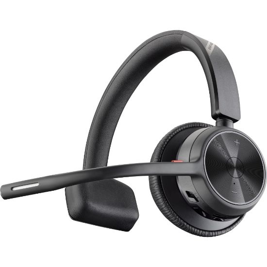 Picture of Poly Voyager 4310 USB-A Headset - Siri, Google Assistant - Mono - USB Type A - Wired/Wireless - Bluetooth - 298.6 ft - 20 Hz - 20 kHz - On-ear, Over-the-head - Monaural - Supra-aural - 4.92 ft Cable