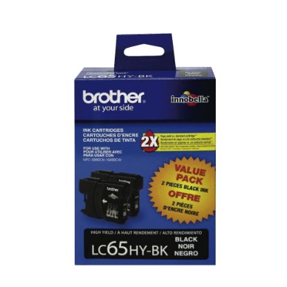 Picture of Brother LC65 Black High-Yield Ink Cartridges, Pack Of 2, LC65HY-BK