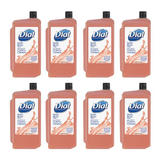 Picture of Dial Dispenser Refill Hair/Body Wash - 33.8 fl oz (1000 mL) - Hair, Body, Skin - Orange - Moisturizing - 8 / Carton