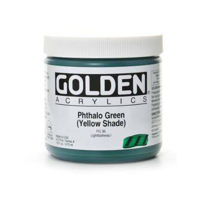 Picture of Golden Heavy Body Acrylic Paint, 16 Oz, Phthalo Green/Yellow Shade