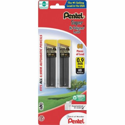 Picture of Pentel Super Hi-Polymer Lead Refills, Bold Point, 0.9 mm, HB Hardness, Pack Of 60