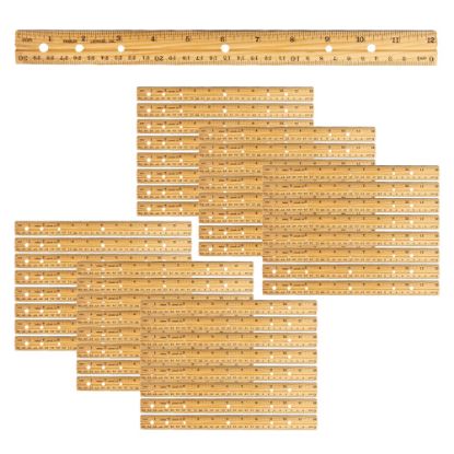 Picture of Charles Leonard Economy Wood Rulers, 1in x 12in, Natural, Pack Of 48 Rulers