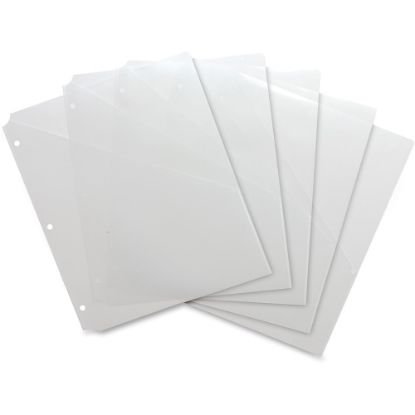 Picture of Business Source Poly Binder Pockets - 40 x Sheet Capacity - For Letter 8 1/2in x 11in Sheet - 3 x Holes - Rectangular - Clear - Polypropylene - 5 / Pack