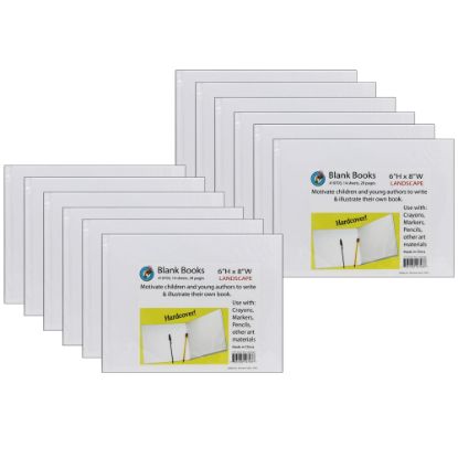 Picture of Ashley Productions Hardcover Blank Books, 8in x 6in, Unruled, 14 Sheets, Landscape, White, Pack Of 12 Books