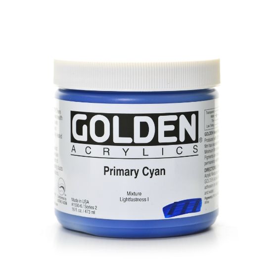 Picture of Golden Heavy Body Acrylic Paint, 16 Oz, Primary Cyan