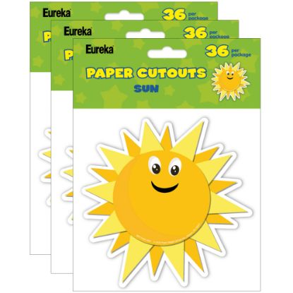 Picture of Eureka Paper Cut-Outs, Growth Mindset Sun, 36 Cut-Outs Per Pack, Set Of 3 Packs