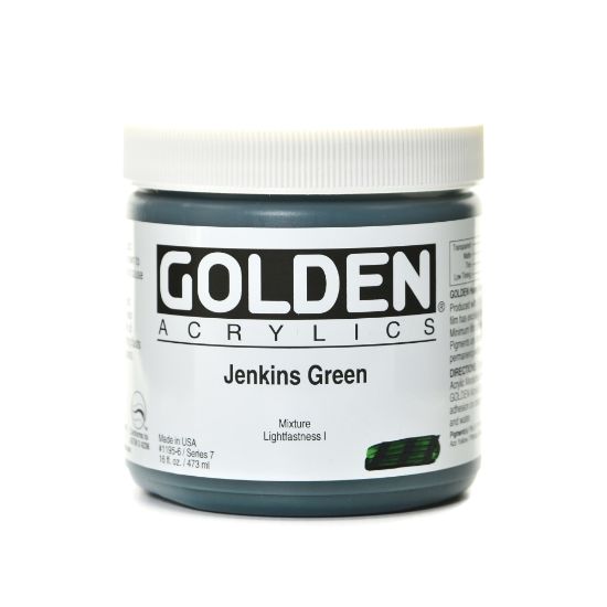 Picture of Golden Heavy Body Acrylic Paint, 16 Oz, Jenkins Green