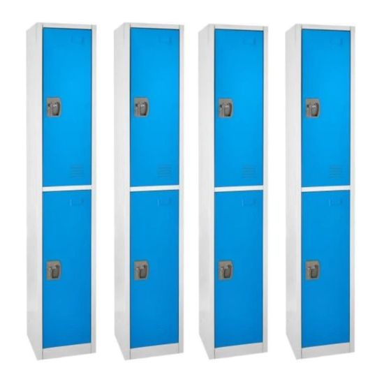 Picture of Alpine 2-Tier Steel Lockers, 72inH x 12inW x 12inD, Blue, Set Of 4 Lockers