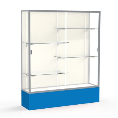 Picture of Waddell Spirit 4-Shelf Floor Display Case, 72inH x 60inW x 16inD, Royal Blue Base/Satin Finish