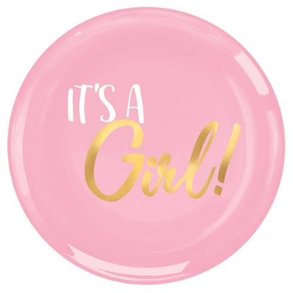 Picture of Amscan Oh Baby Girl Coupe Plastic Plates, 7-1/2in, Pink, Pack Of 20 Plates