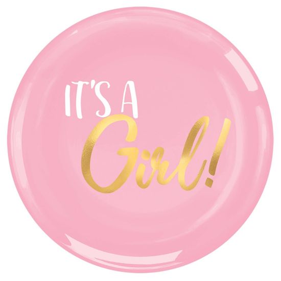 Picture of Amscan Oh Baby Girl Coupe Plastic Plates, 7-1/2in, Pink, Pack Of 20 Plates