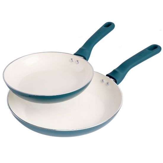 Picture of Spice by Tia Mowry Savory Saffron 2-Piece Ceramic Non-Stick Aluminum Frying Pan Set, Teal