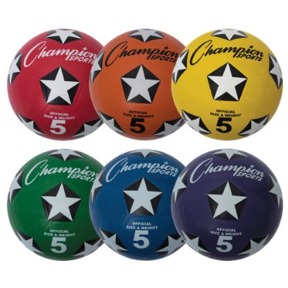 Picture of Champion Sports Rubber Cover Soccer Ball Set, Size 5, Set Of 6 Balls