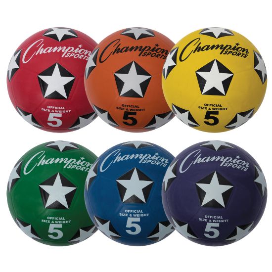 Picture of Champion Sports Rubber Cover Soccer Ball Set, Size 5, Set Of 6 Balls