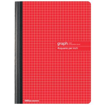 Picture of Office Depot Brand Composition Book, 7-1/2in x 9-3/4in, Quadrille Ruled, 80 Sheets, Red