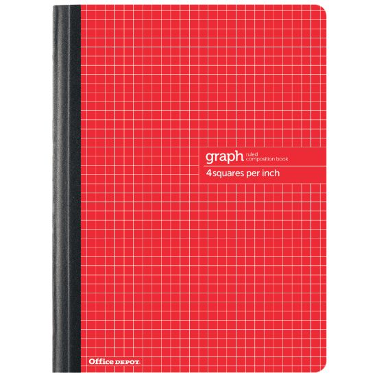 Picture of Office Depot Brand Composition Book, 7-1/2in x 9-3/4in, Quadrille Ruled, 80 Sheets, Red