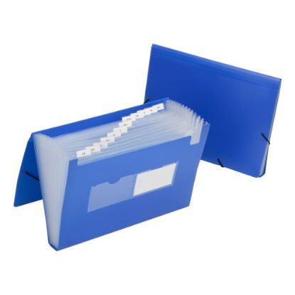 Picture of SKILCRAFT 12-Tab Poly Expandable File Folder, 1-1/4in Expansion, Letter Size, Blue (AbilityOne 7530016597148)