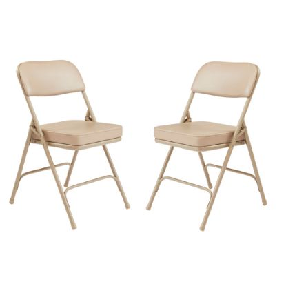 Picture of National Public Seating Vinyl-Upholstered Folding Chair, Beige, Set Of 2