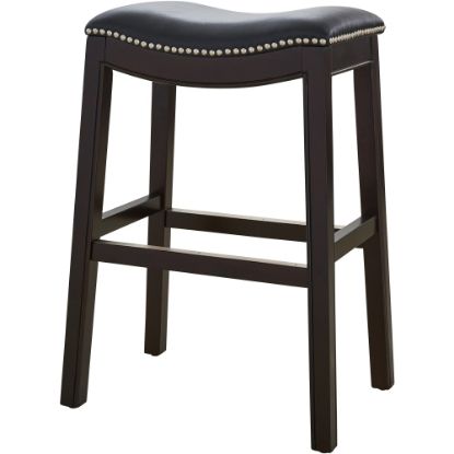 Picture of New Ridge Home Goods Julian Faux Leather Counter Stool, Black/Espresso