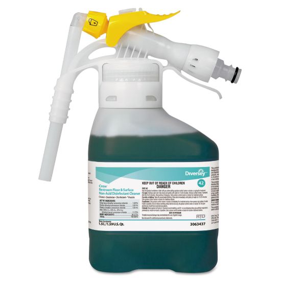 Picture of Diversey Crew Restroom Floor & Surface Non-Acid Disinfectant Cleaner, 1.5 L, RTD, 2/CT