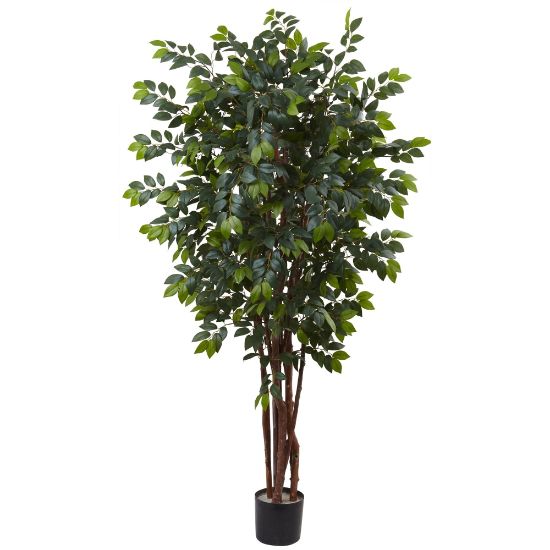 Picture of Nearly Natural 7ftH Artificial Sakaki Silk Tree With Pot, Green/Black