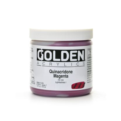 Picture of Golden Heavy Body Acrylic Paint, 16 Oz, Quinacridone Magenta