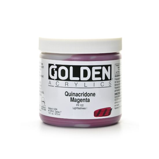 Picture of Golden Heavy Body Acrylic Paint, 16 Oz, Quinacridone Magenta